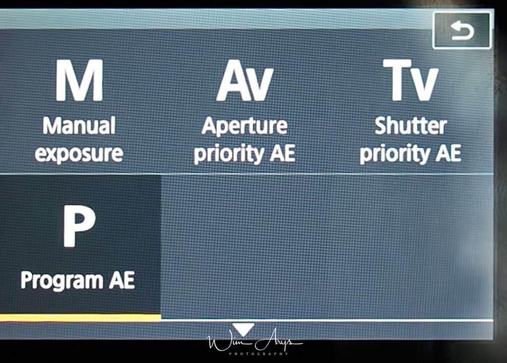 manual, aperture, shutter or program AE